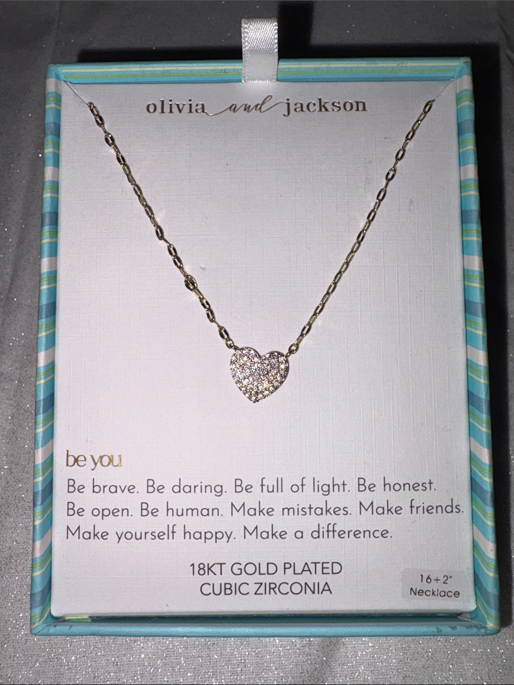 Olivia and Jackson Gold Heart Pendant Necklace with Cubic Zirconia